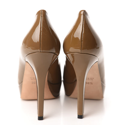 Gucci Patent Platform Pumps 36.5 Taupe 5 of 9