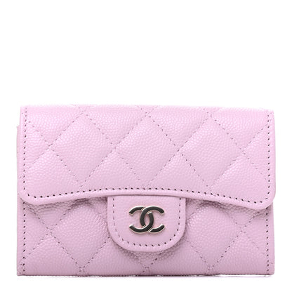 Chanel Caviar Quilted Flap Card Holder Wallet Light Pink 1 of 9