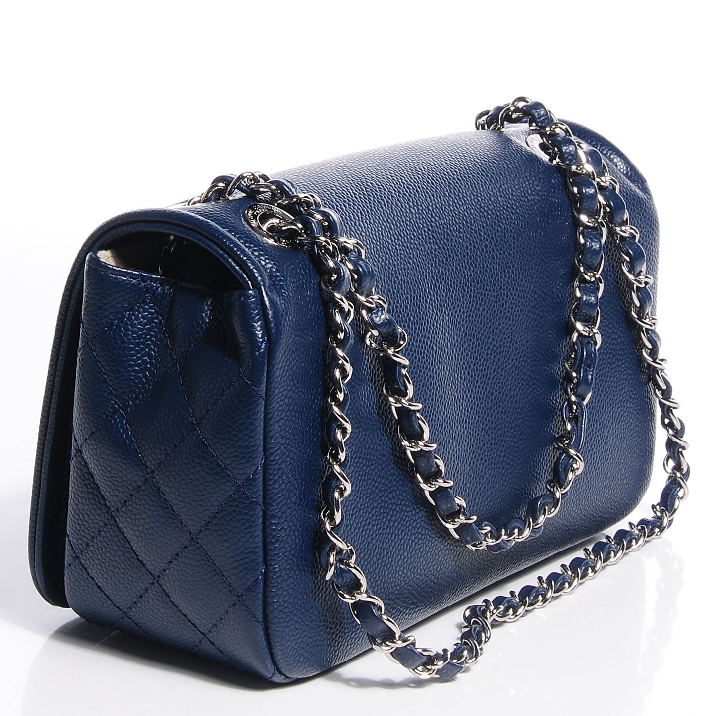 Caviar Medium Timeless CC Flap Navy Blue