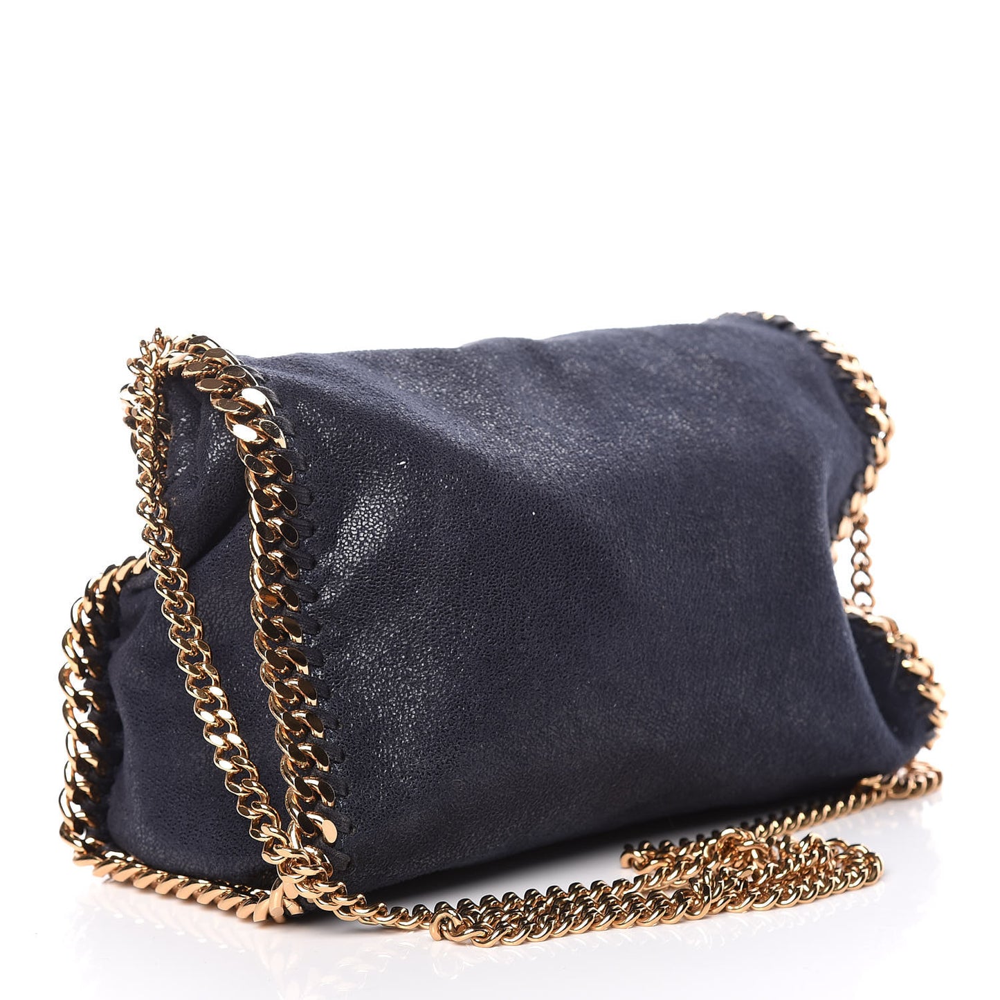 Shaggy Deer Mini Falabella Fold Over Tote Navy