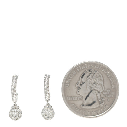 David Yurman 18K White Gold Diamond Petite Pave Solari Hoop Earrings 2 of 4