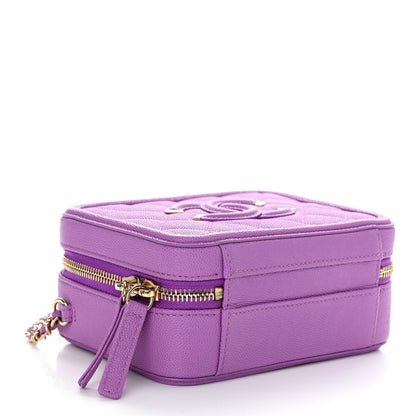 Chanel Caviar Quilted Small CC Filigree Vanity Case Purple 4 of 10