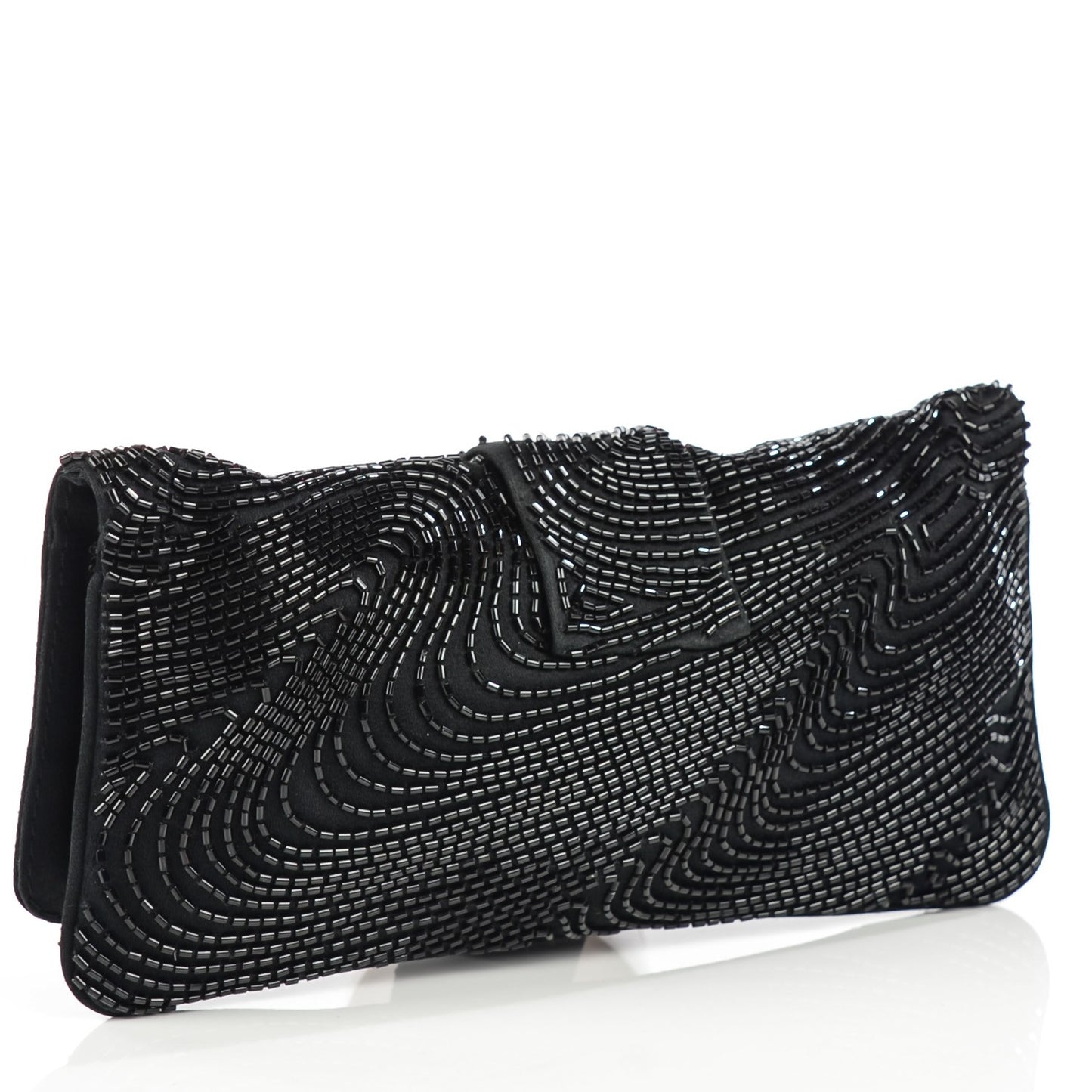 Satin Beaded Clutch Black