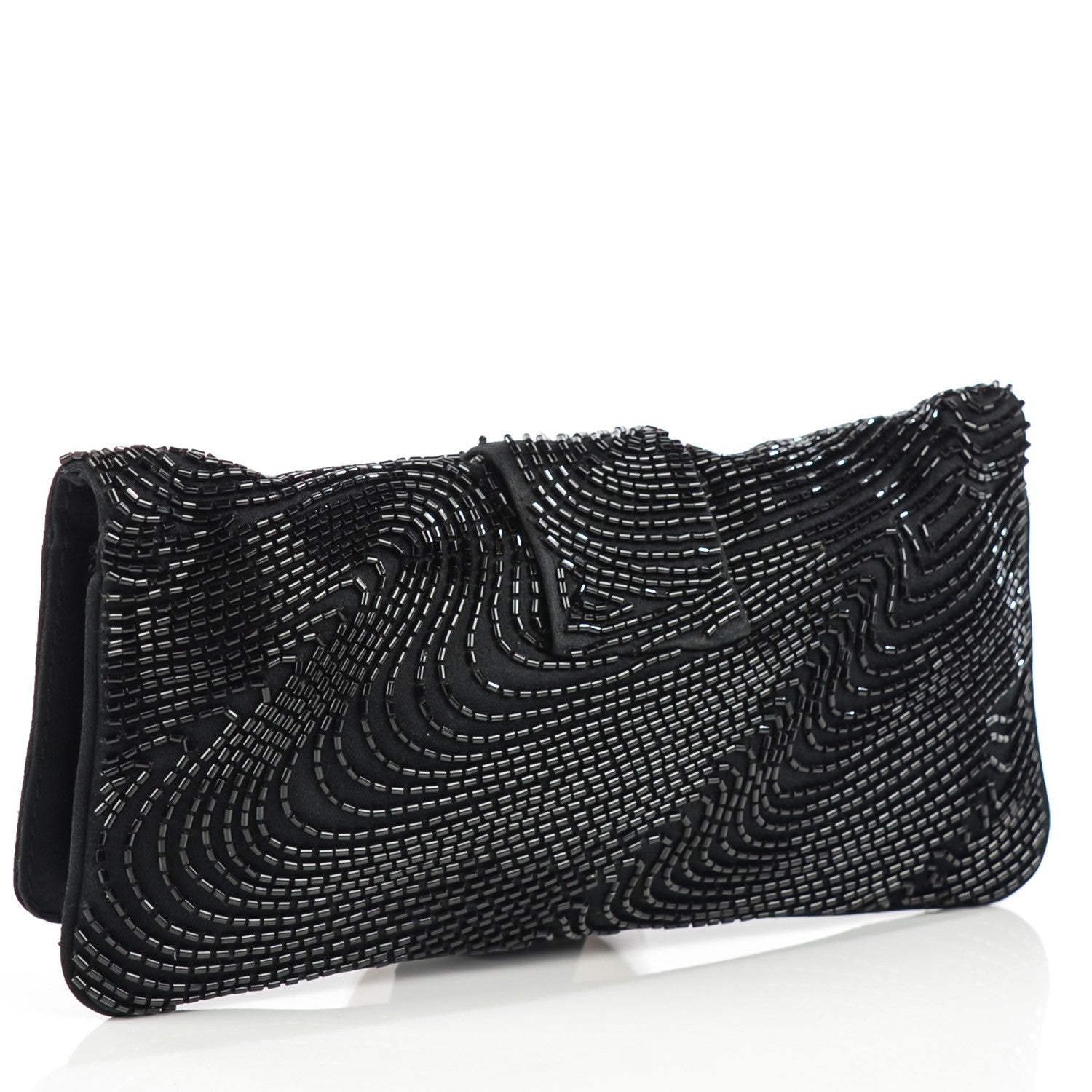 Christian Dior Satin Beaded Clutch Black 3 of 7