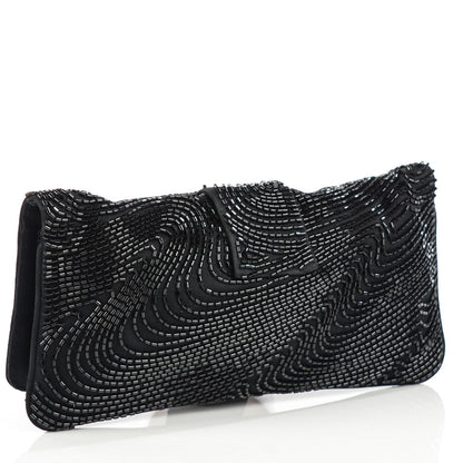 Christian Dior Satin Beaded Clutch Black 3 of 7