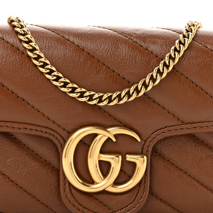 Gucci Azalea Calfskin Matelasse Diagonal Super Mini GG Marmont Shoulder Bag Cuir 9 of 11