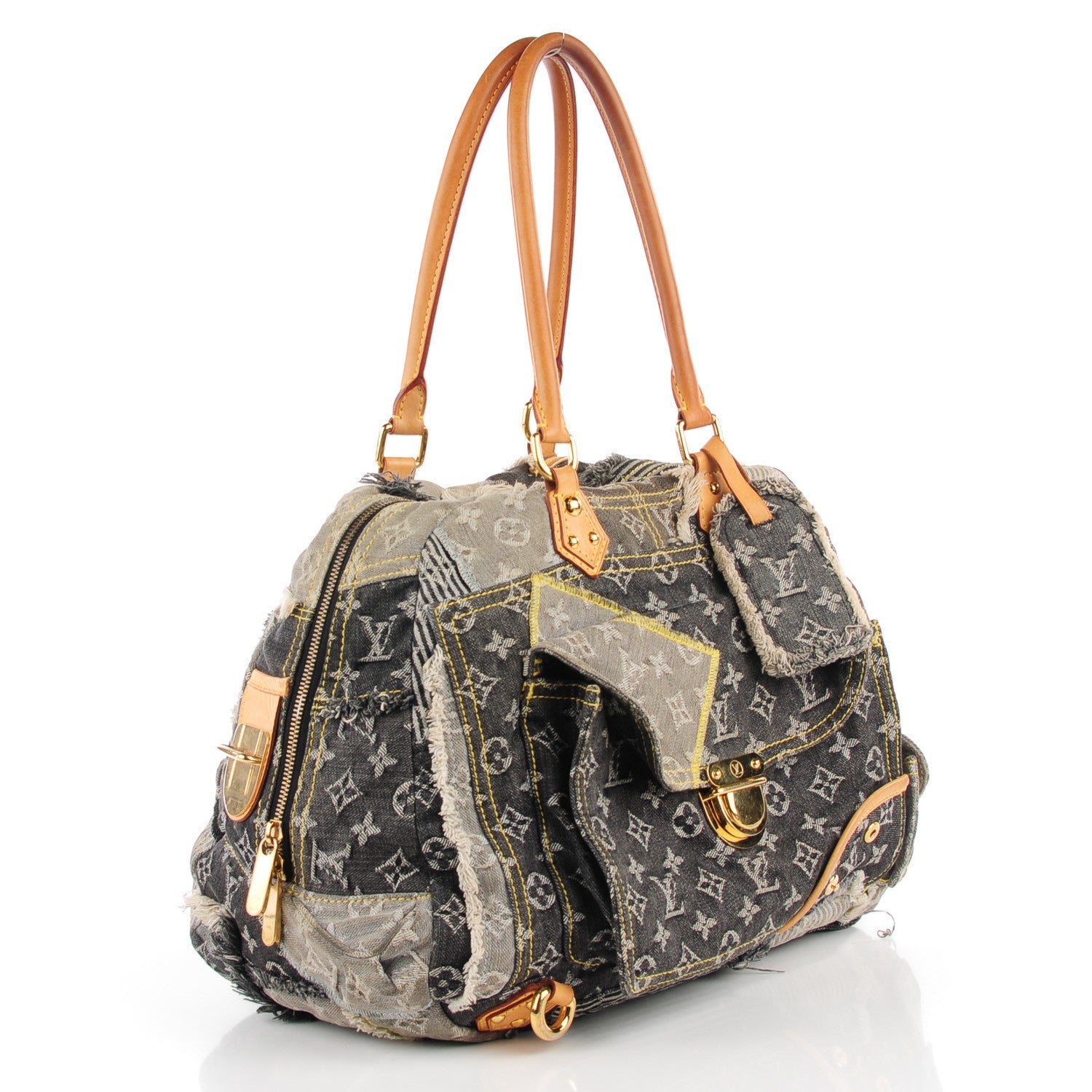 Louis Vuitton Denim Patchwork Speedy 30 Grey 3 of 7