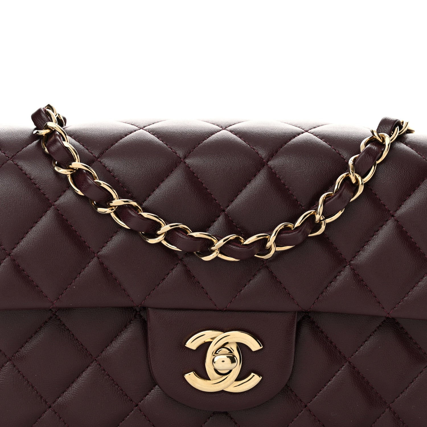 Chanel Lambskin Quilted Mini Rectangular Flap Burgundy 7 of 10