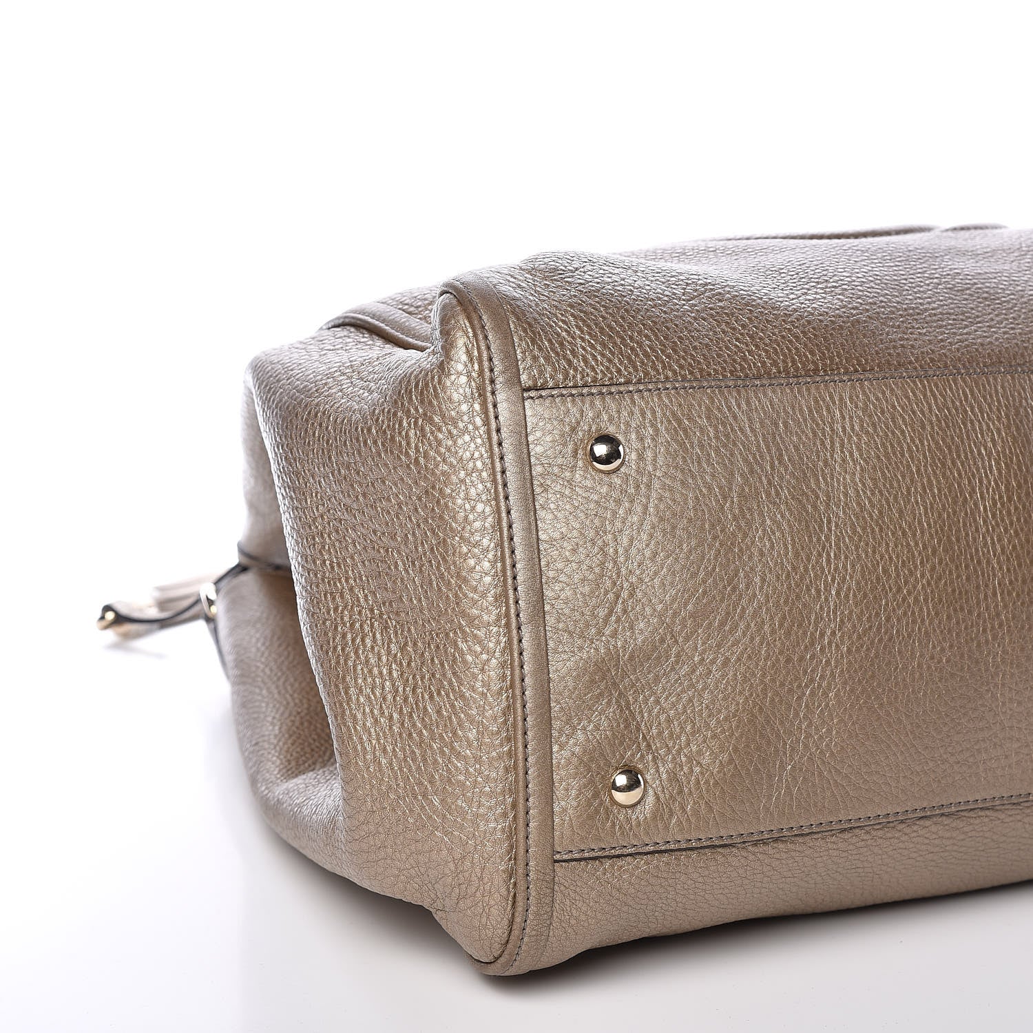Gucci Metallic Pebbled Calfskin Large Soho Shoulder Bag Golden Beige 5 of 15