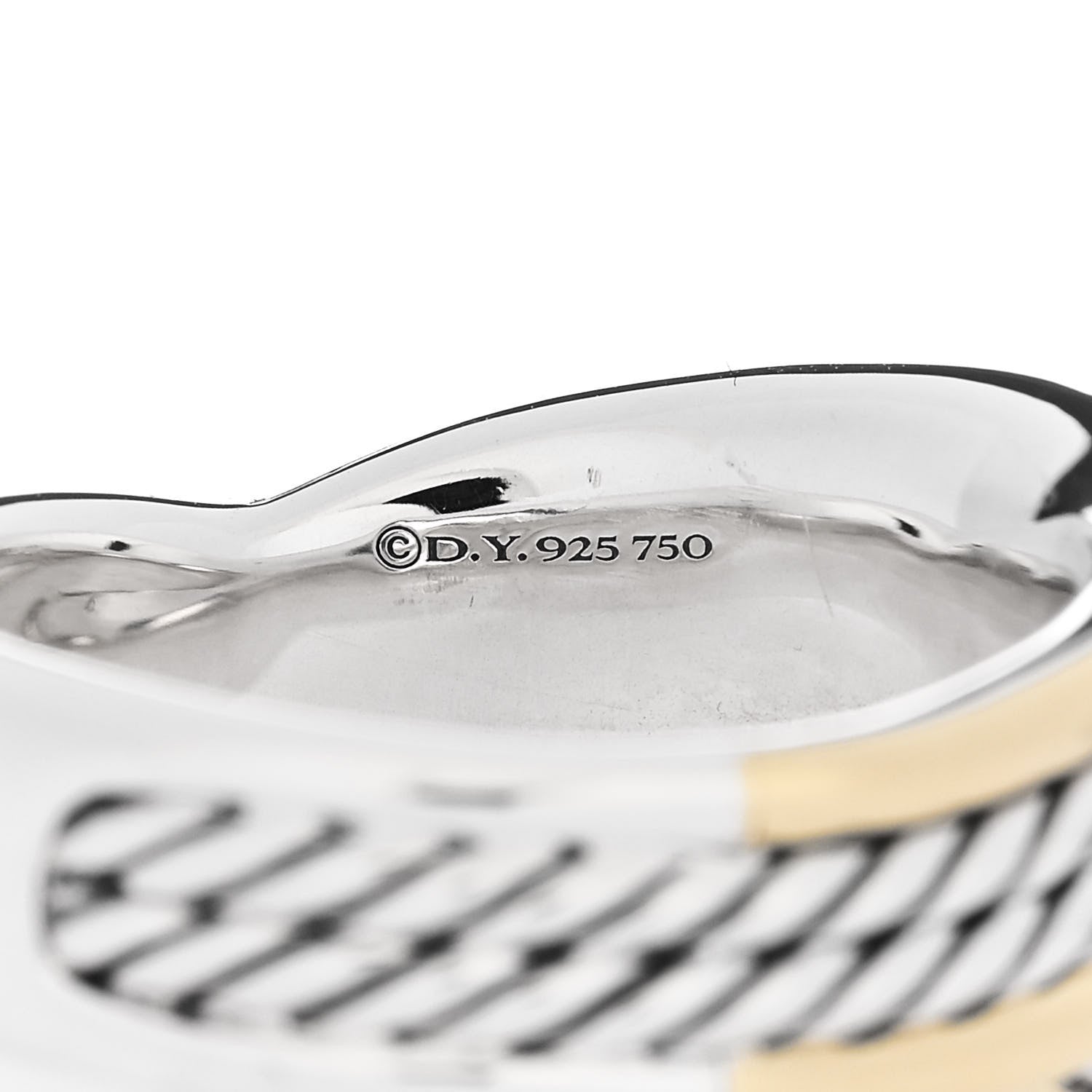 David Yurman Sterling Silver 18K Yellow Gold 13mm Origami Ring 57 8 4 of 5