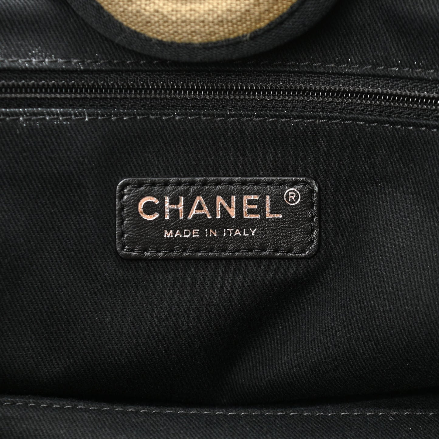 Canvas Medium Deauville Tote Beige Black