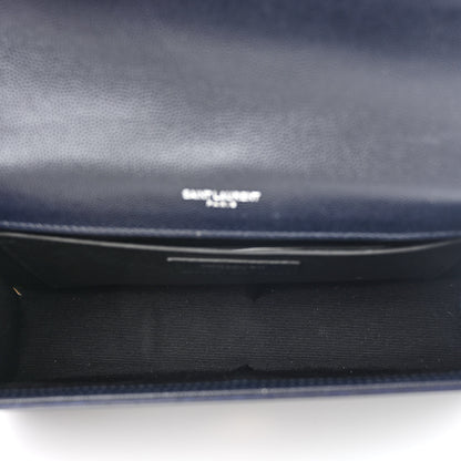 Saint Laurent Grain De Poudre Medium Classic Monogram Kate Satchel Deep Marine 5 of 10
