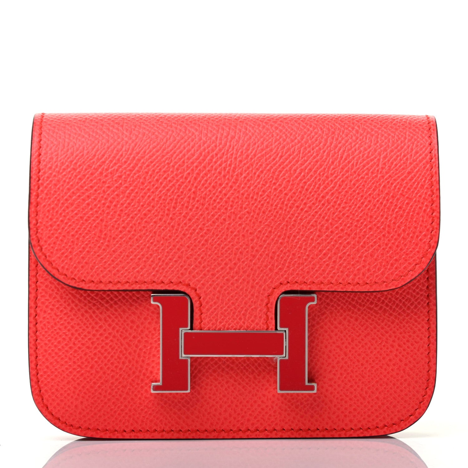 Hermes Epsom Enamel Constance Slim Wallet Rouge de Coeur Rubis 2 of 9