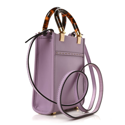 Fendi Vitello King Plexiglass Logo Embossed Mini Fendi Sunshine Shopper Tote Violetta 3 of 9