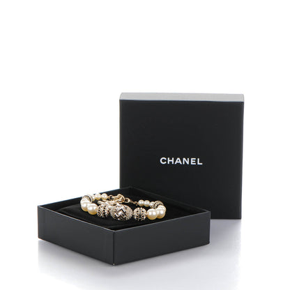 Chanel Crystal Pearl CC Bracelet Black Gold 5 of 5