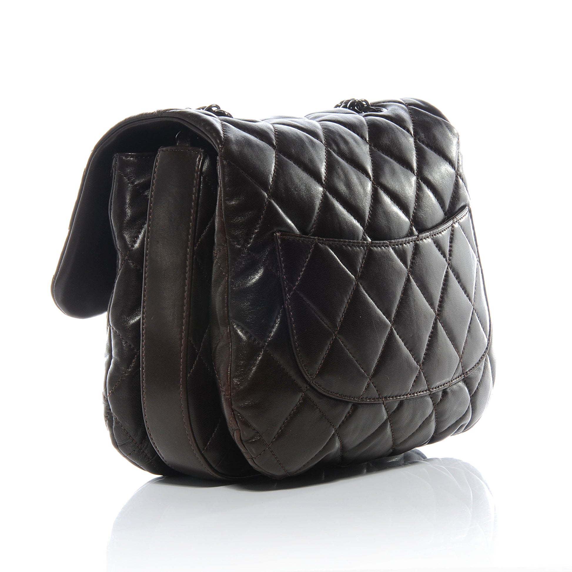 Chanel Lambskin Quilted 3 Large Flap Dark Brown 3 of 8