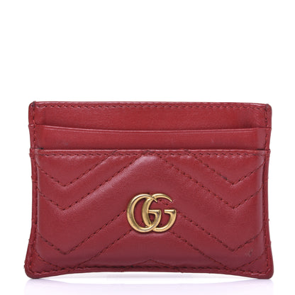 Gucci Calfskin Matelasse GG Marmont Card Holder Hibiscus Red 1 of 13