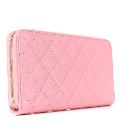 Chanel Iridescent Caviar Quilted Large Zip Around Wallet Pink 3 of 11