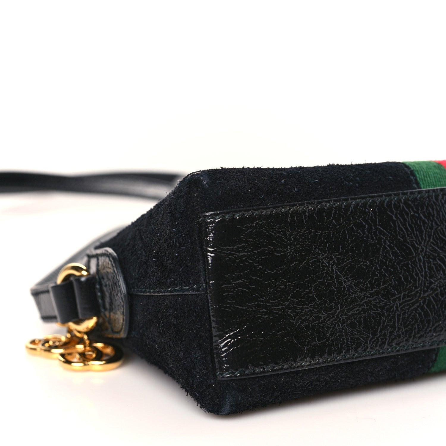 Gucci Suede Patent Web GG Small Ophidia Dome Shoulder Bag Black 8 of 9