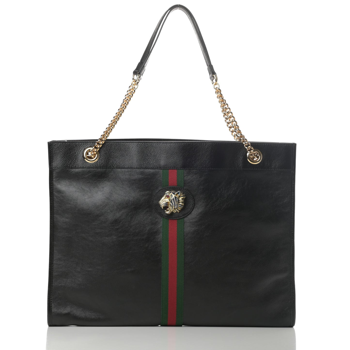 Calfskin Large Rajah Chain Tote Black