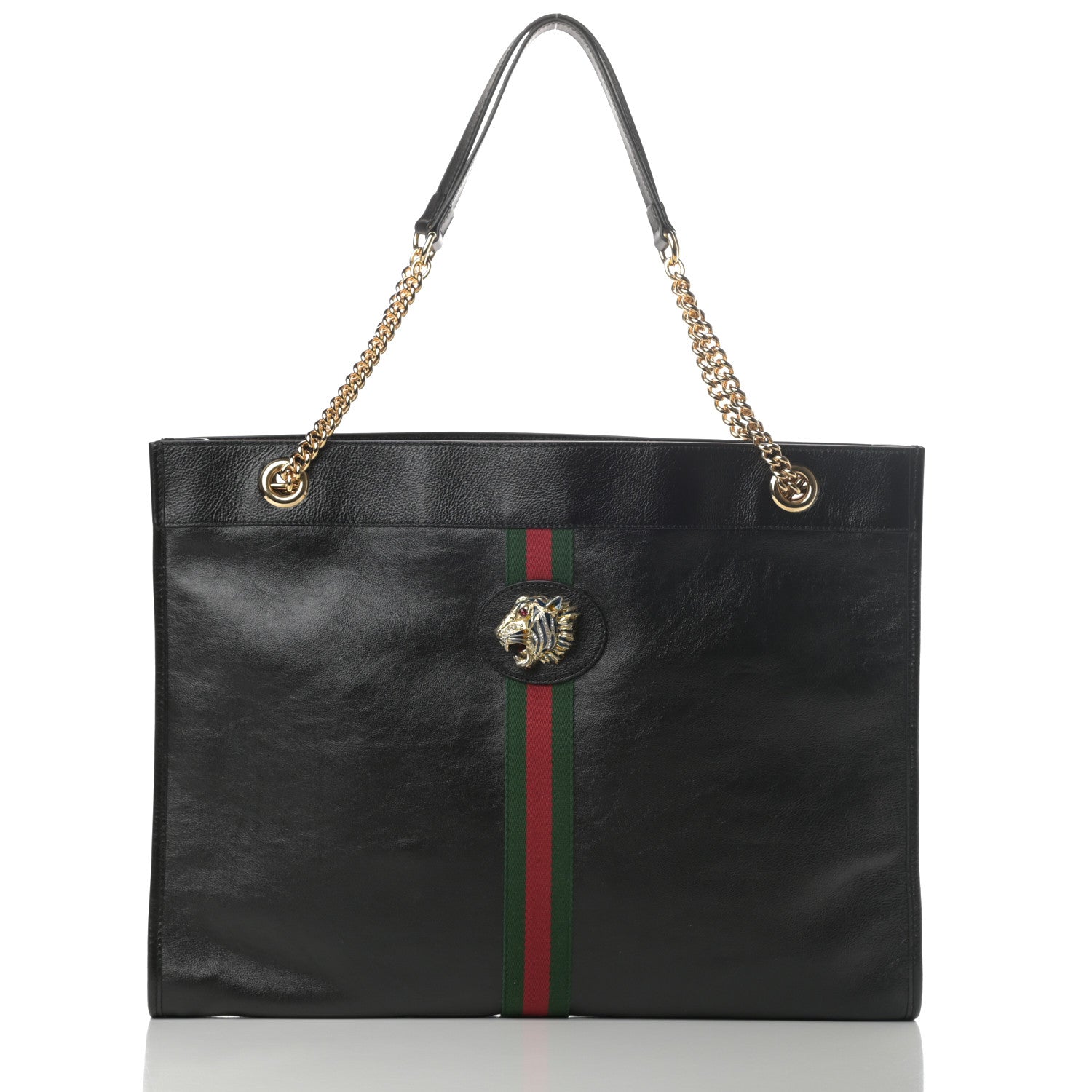 Gucci Calfskin Large Rajah Chain Tote Black 3 of 13