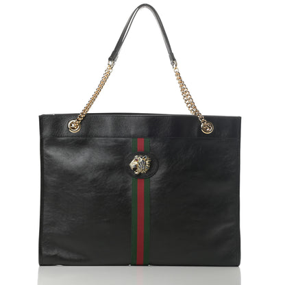 Gucci Calfskin Large Rajah Chain Tote Black 3 of 13