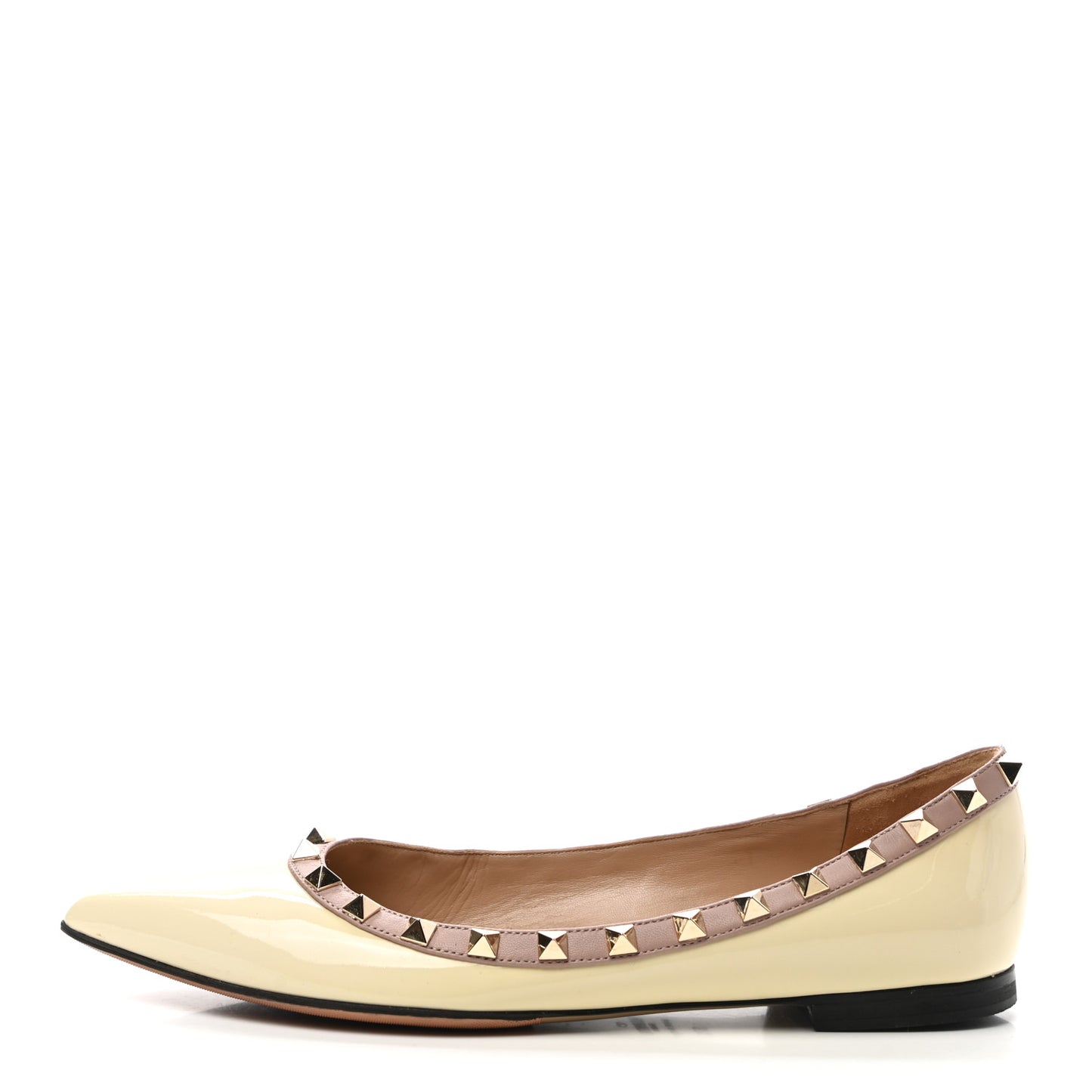 Patent Rockstud Ballerina Flats 37.5 Ivory Poudre