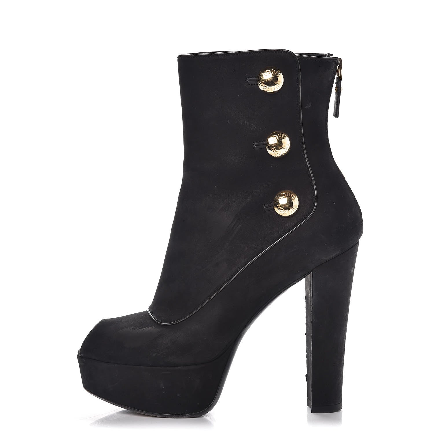 Louis Vuitton Suede Peep Toe Ankle Boots 37 Black 1 of 23