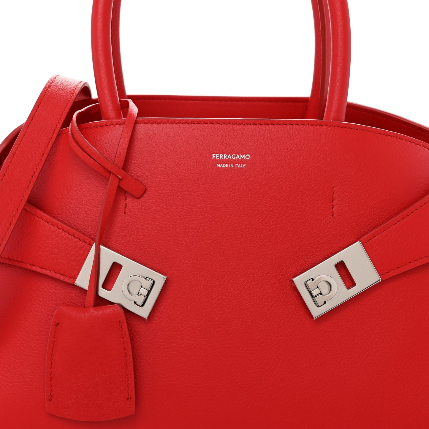 Natural Grain Calfskin Small Hug Bag Red