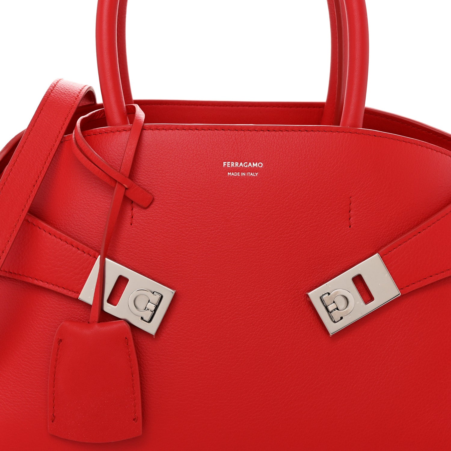 Salvatore Ferragamo Natural Grain Calfskin Small Hug Bag Red 8 of 12