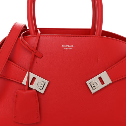 Salvatore Ferragamo Natural Grain Calfskin Small Hug Bag Red 8 of 12