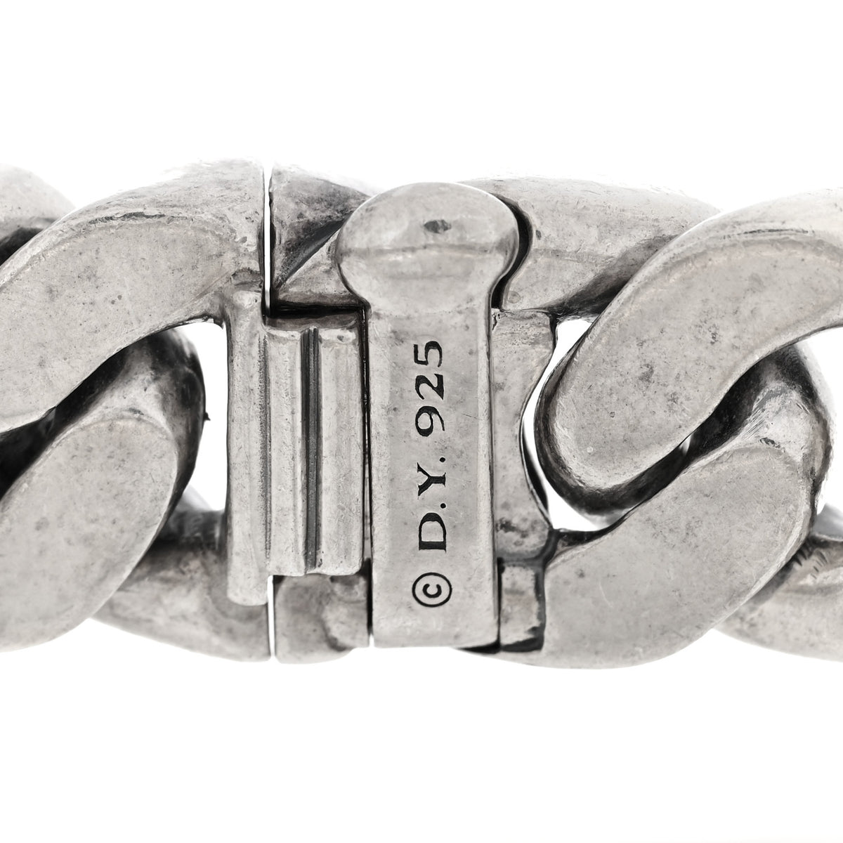 David Yurman Sterling Silver Diamond Pave Curb Link ID Bracelet 3 of 3