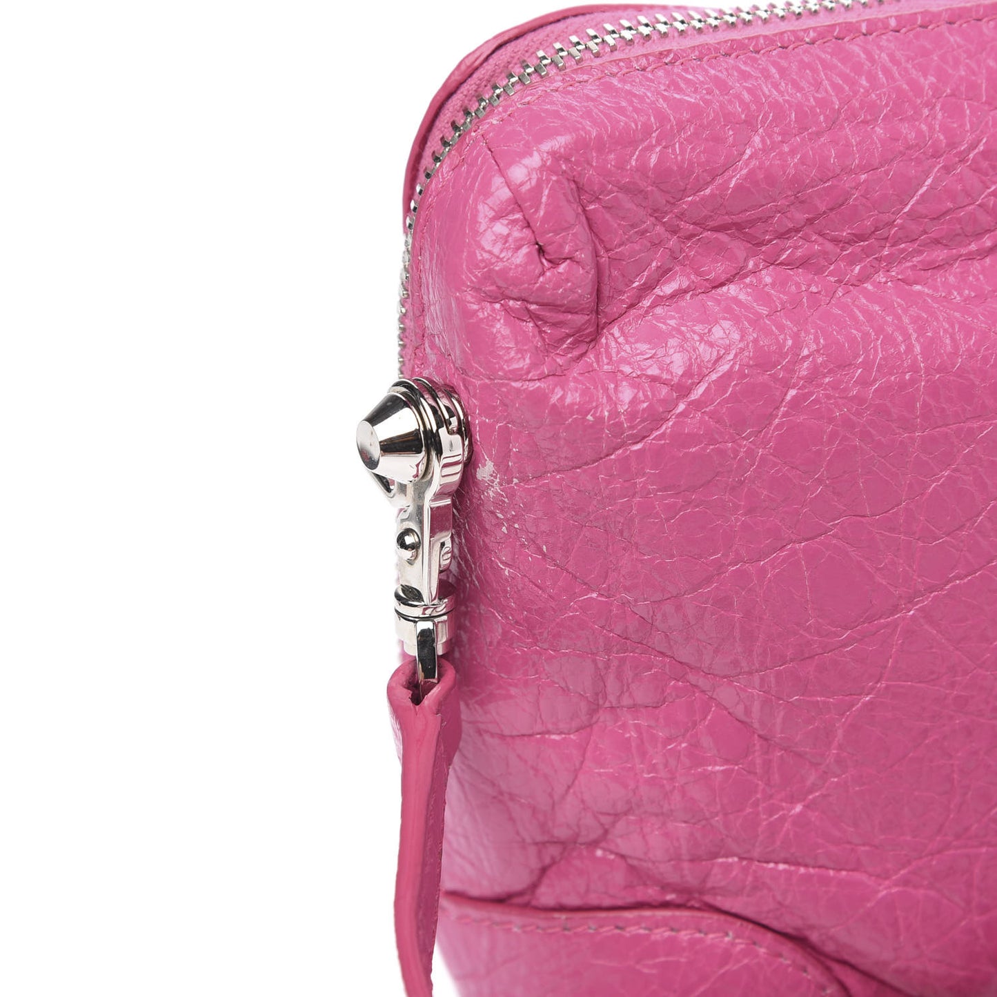 Agneau Arena Classic Silver Hardware XS Reporter Crossbody Rose Flamingo