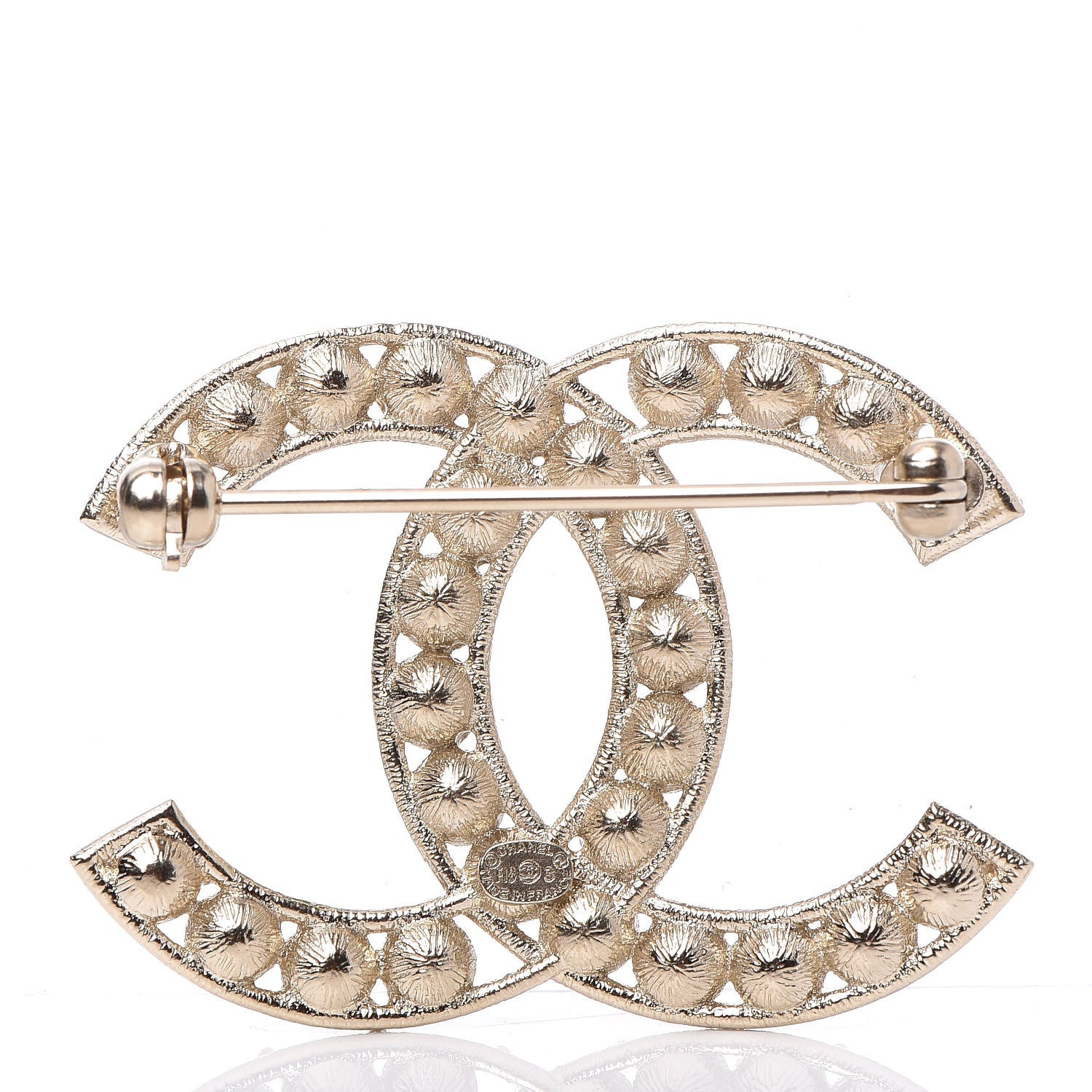 Chanel Crystal CC Brooch Light Gold 3 of 5