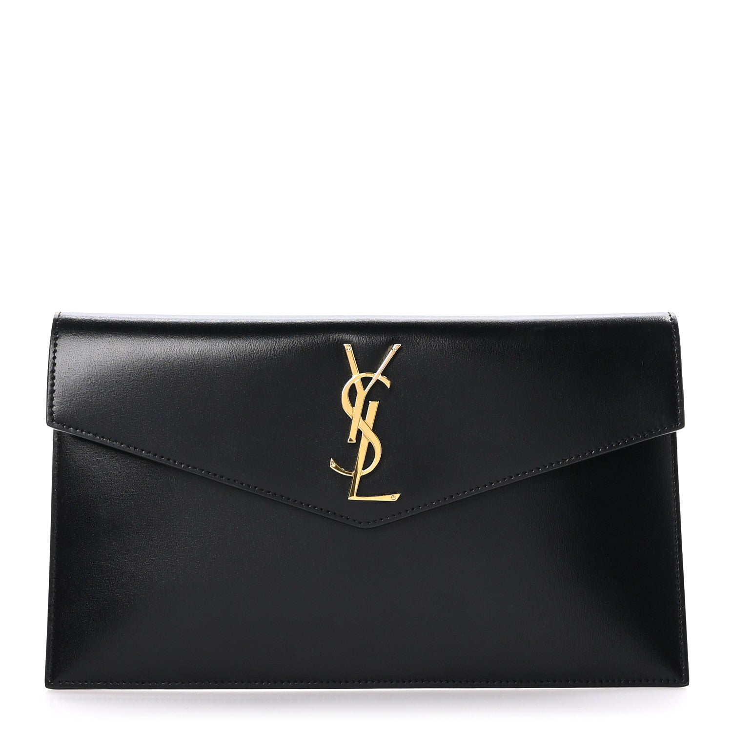 Saint Laurent Smooth Shiny Calfskin Monogram Uptown Pouch Black 1 of 7