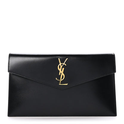 Saint Laurent Smooth Shiny Calfskin Monogram Uptown Pouch Black 1 of 7