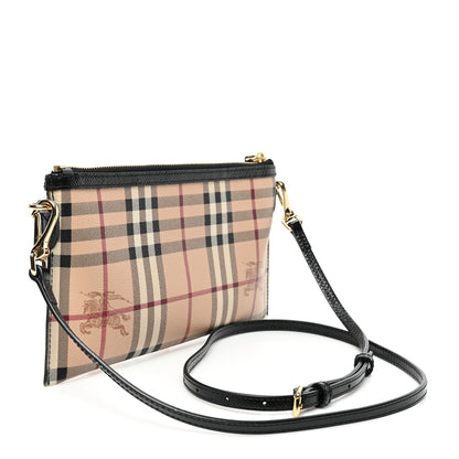 Burberry Haymarket Check Small Peyton Crossbody Clutch Bag Black 2 of 7
