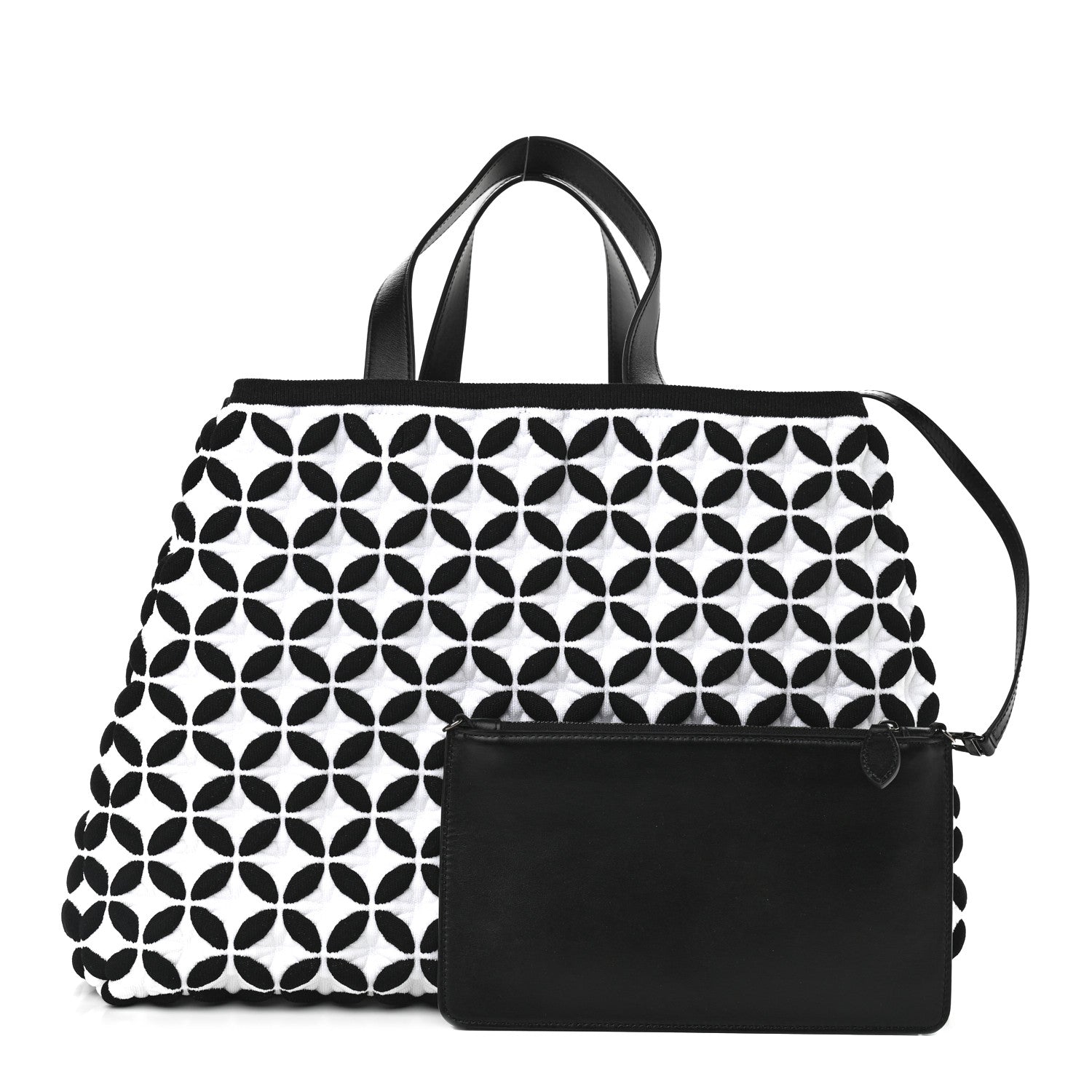 Alaia Calfskin Maille Macro Petale Cabas Tote Black White 1 of 9