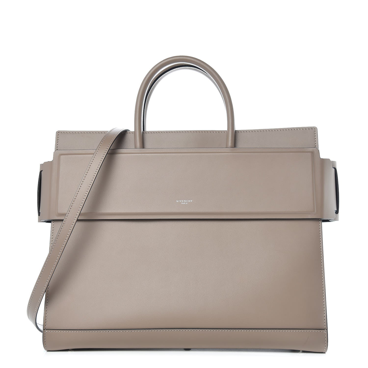 Givenchy Smooth Calfskin Medium Horizon Satchel Mastic 1 of 8