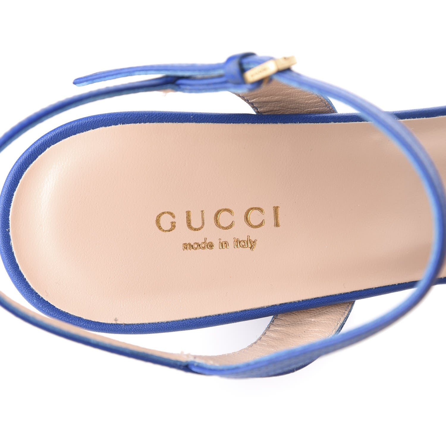Gucci Calfskin GG Marmont Ankle Wrap 30/115mm Platform Sandals 39 Bright Blue 8 of 10