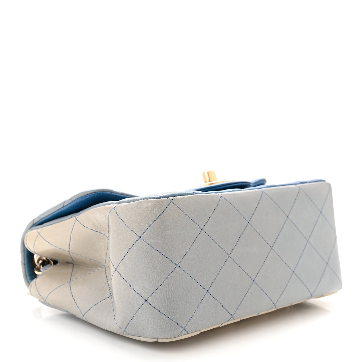 Lambskin Degrade Quilted Mini Square Flap Light Blue
