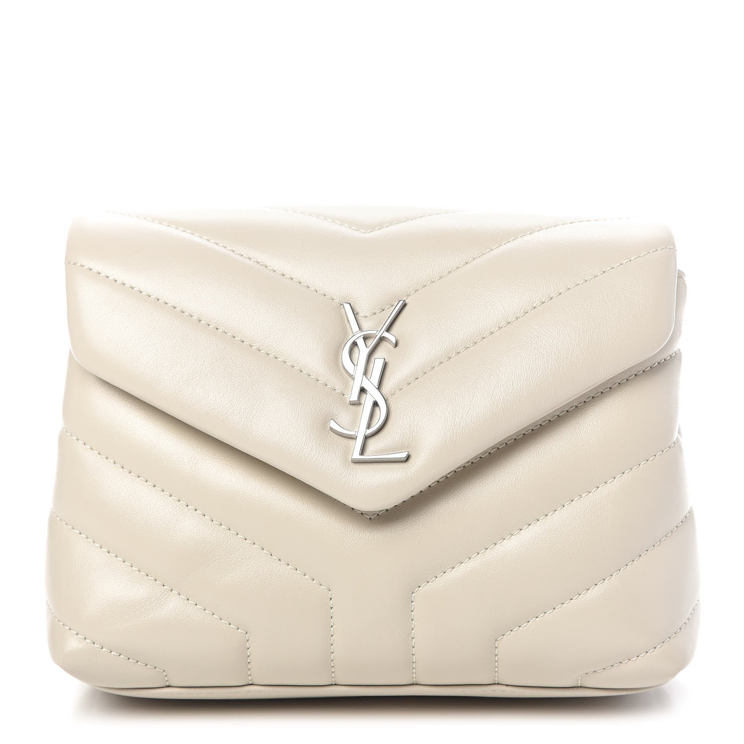 Saint Laurent Calfskin Y Quilted Monogram Toy Loulou Crossbody Bag Ivory 1 of 10