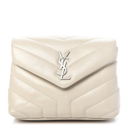 Saint Laurent Calfskin Y Quilted Monogram Toy Loulou Crossbody Bag Ivory 1 of 10