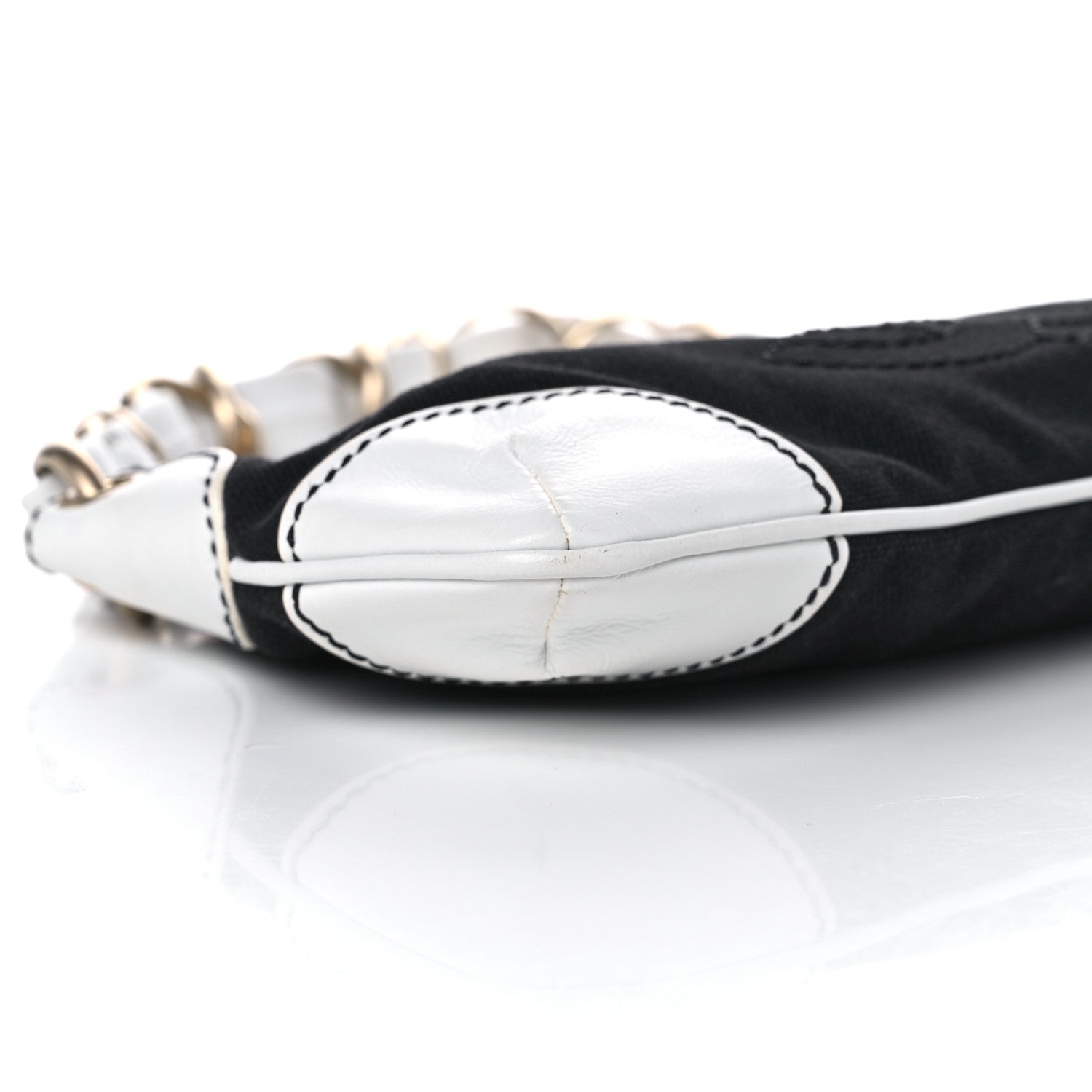 Chanel Lambskin Canvas CC Small Olsen Chain Shoulder Bag White Black 7 of 12
