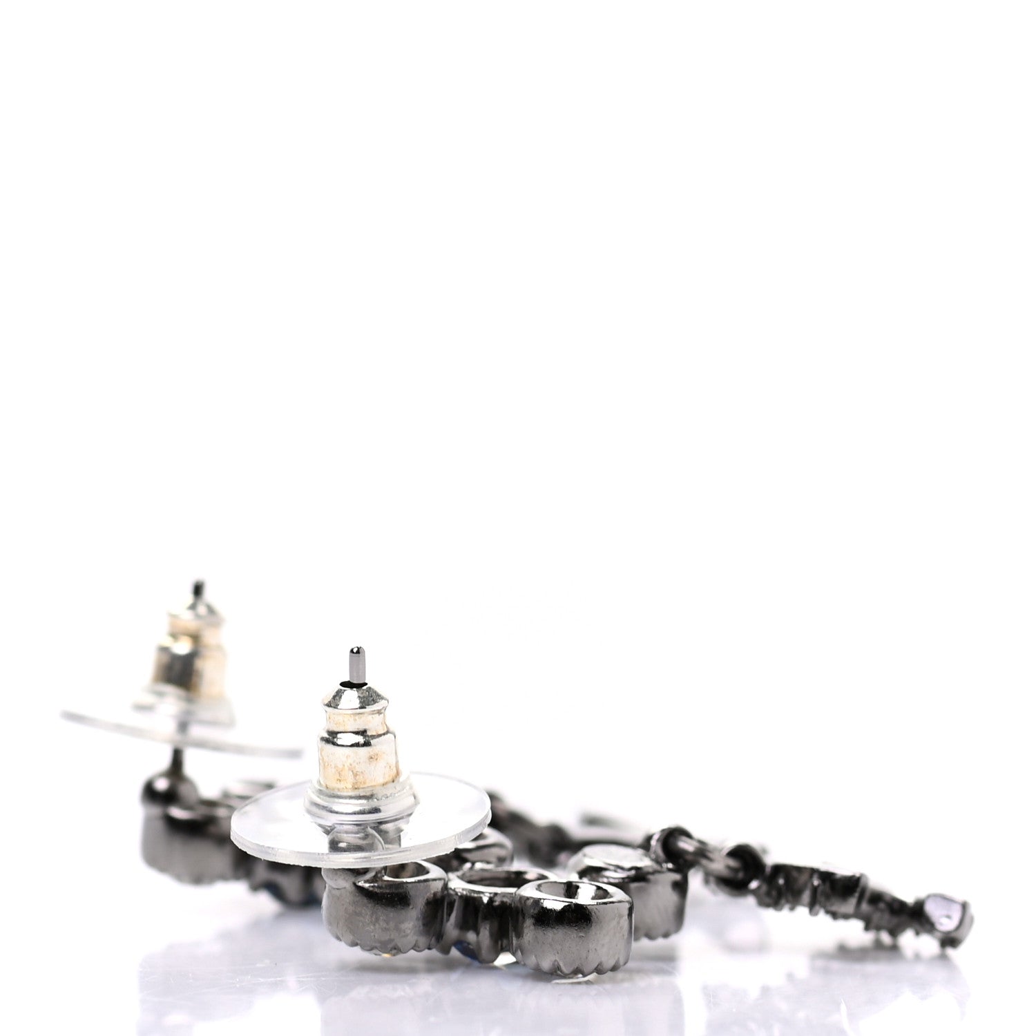 Chanel Ruthenium Crystal CC Drop Earrings 3 of 4