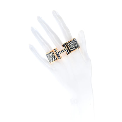 Hermes Enamel Narrow Print Zebres De Tanzania Clic Clac H Bracelet PM Beige Blue 2 of 4