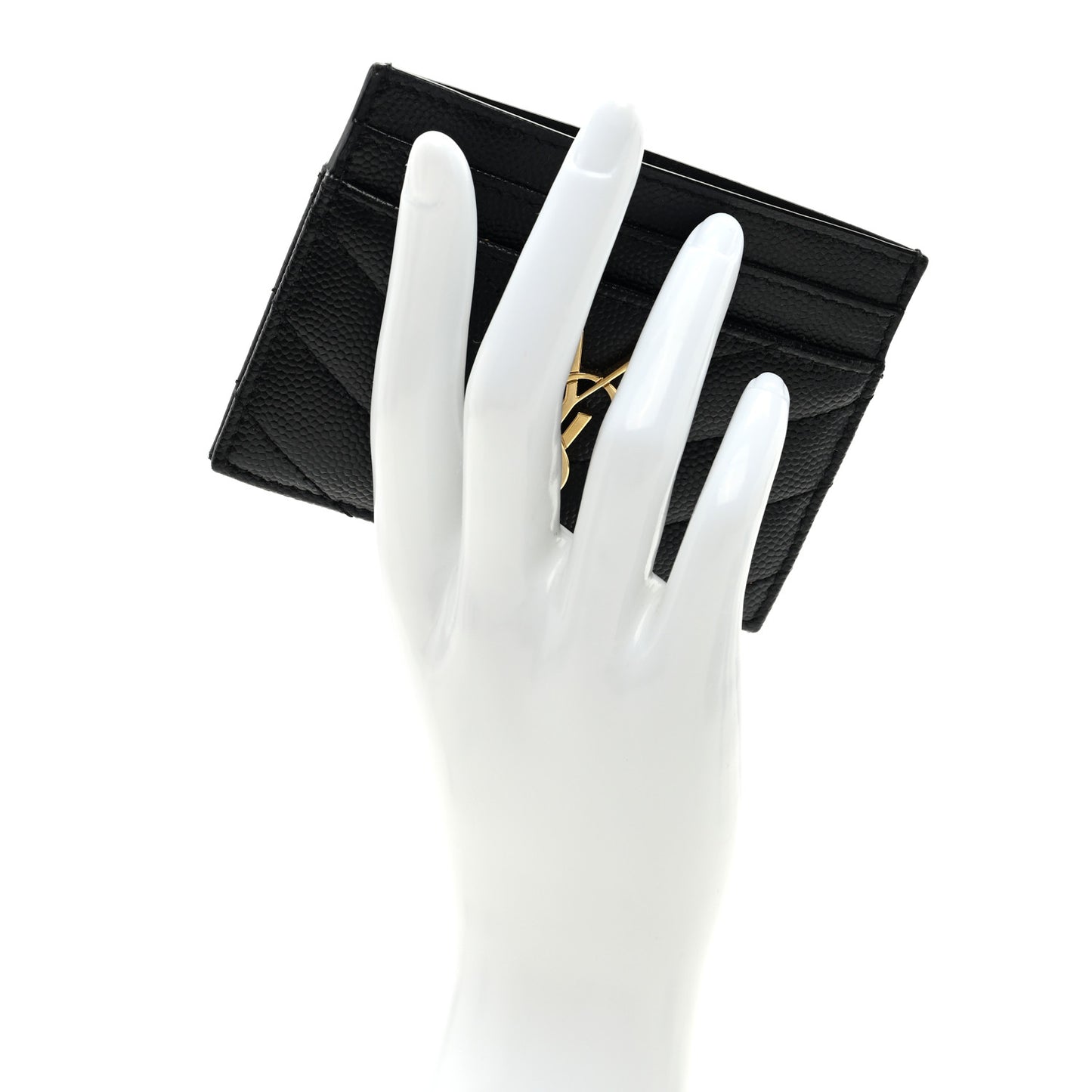 Grain De Poudre Matelasse Chevron Monogram Credit Card Case Black