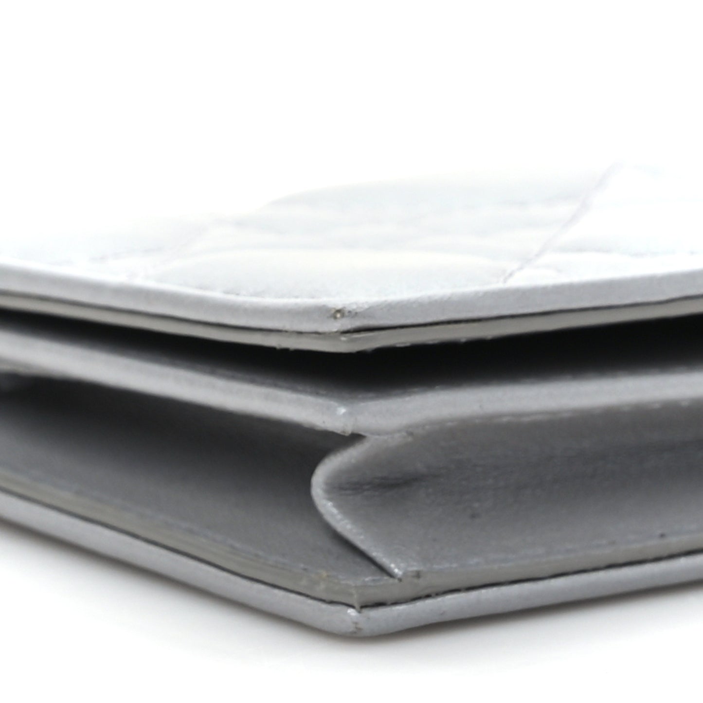 Metallic Lambskin Cannage SmallLady Dior Flap Card Holder Silver