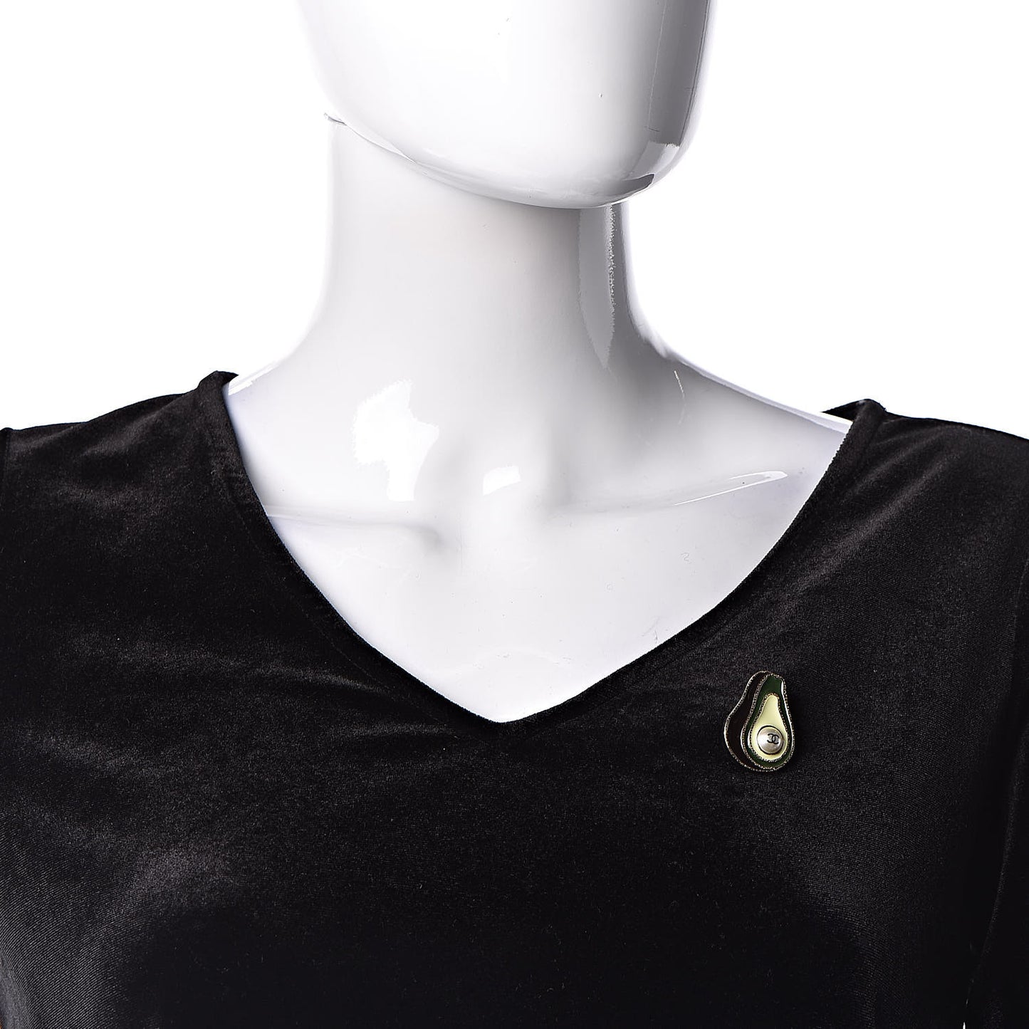 Resin Pearl CC Avocado Brooch Green Light Gold