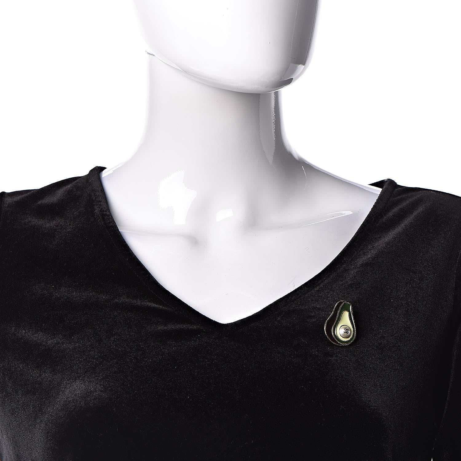 Chanel Resin Pearl CC Avocado Brooch Green Light Gold 2 of 7